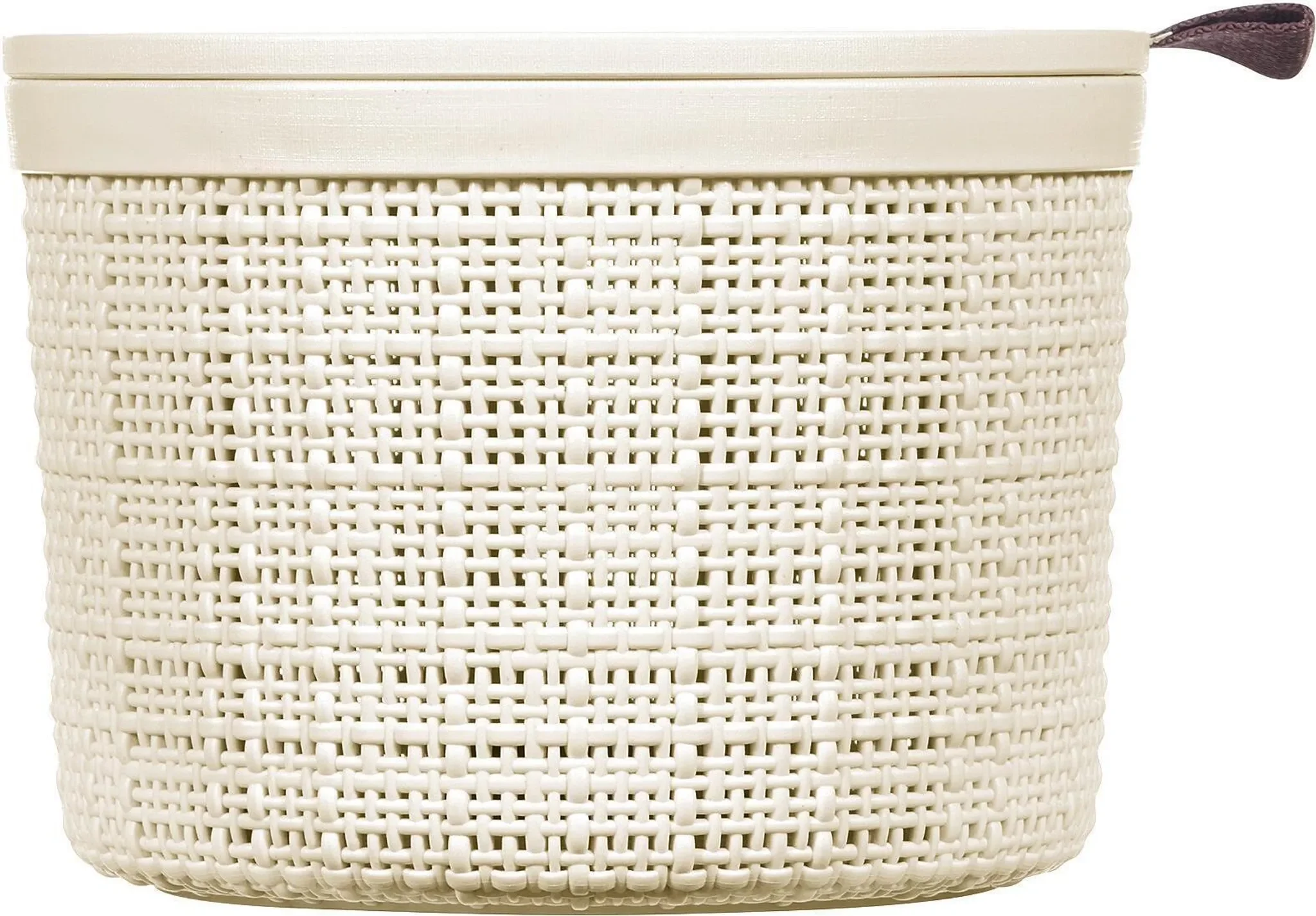 Curver JUTE ROUND Aufbewahrungskorb mit Deckel – 2 Liter, Beige